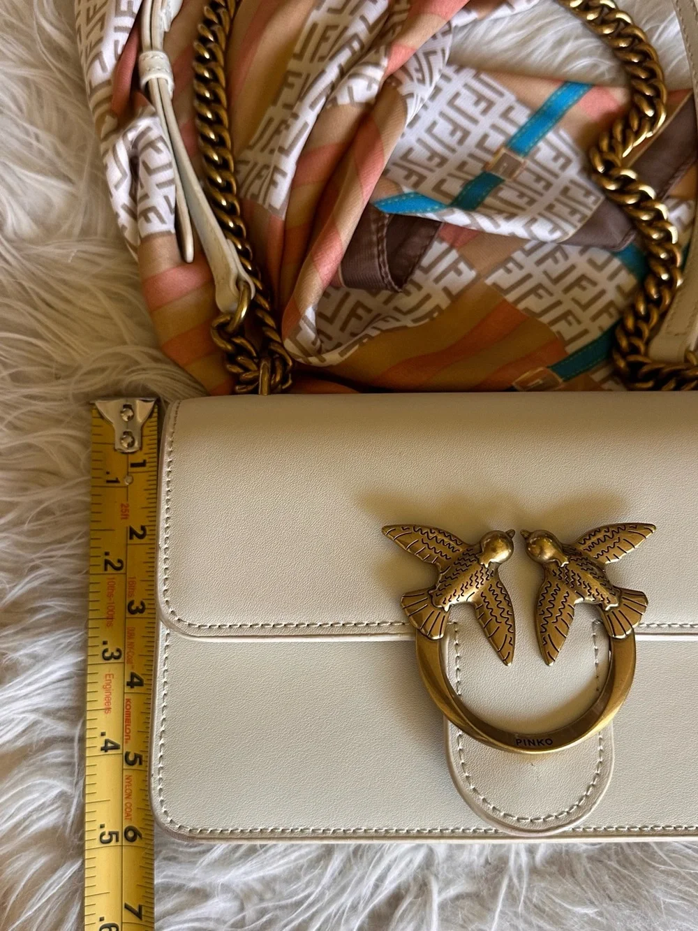 ✨Authentic Pinko Genuine Leather Crossbody in White & Gold, Stunning Condition✨